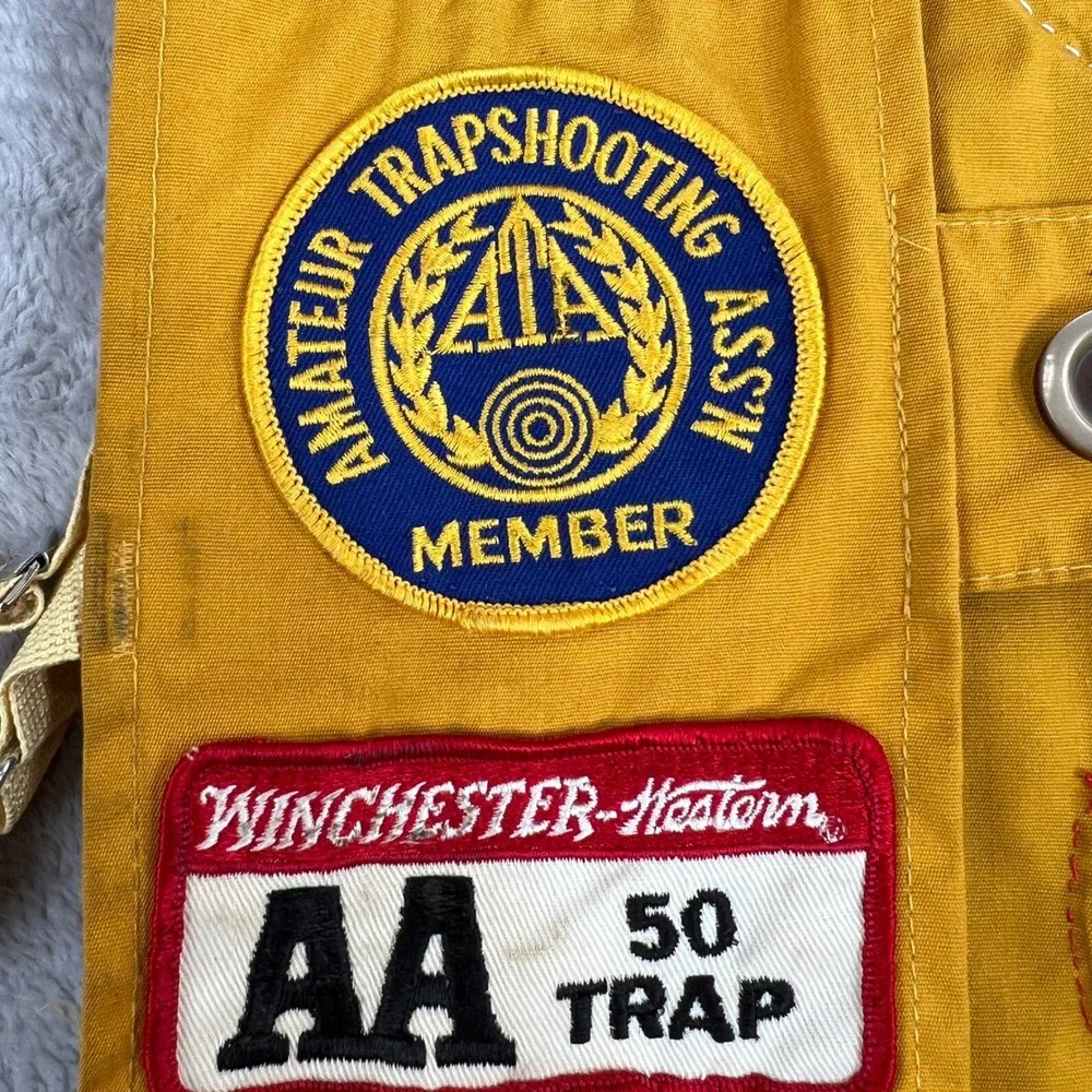 Bob Allen Vintage Patched Shooting Vest M Yellow Men Trap Skeet Gorpcore Hunting - Picture 6 of 13